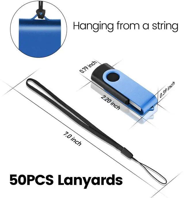 Alt view image 5 of 5 - EASTBULL Flash Drives Bulk 8GB USB Thumb Drive 50 Pack USB 2.0 Memory Stick Swivel Pen Drive with Lanyard for Storage and Backup (8 GB 50 Colors)