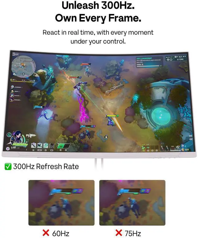 Alt view image 3 of 5 - Pixio PXC279 Wave Pink 27 inch 300Hz Refresh Rate FHD 1080p Resolution 1650R Curved Fast VA Panel 1ms GTG Response Time Adaptive Sync HDR Curved Gaming Monitor