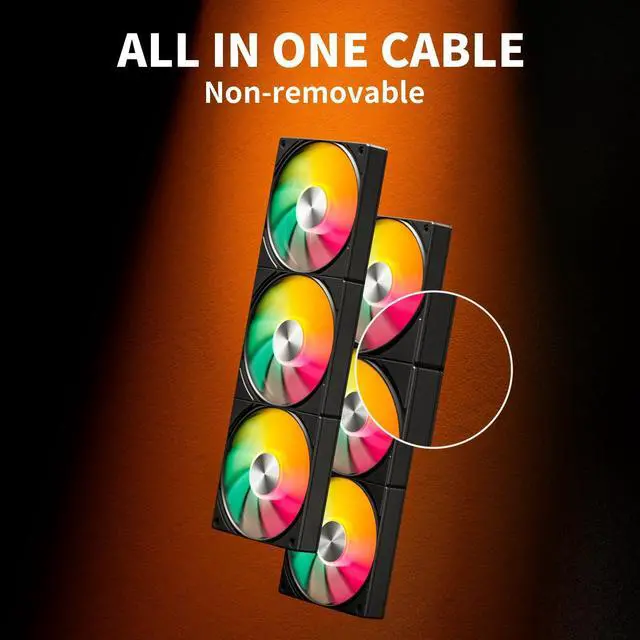 Alt view image 3 of 5 - upHere 360mm All-in-One 5V ARGB Computer Case Fan with PWM 4-Pin Interface High Performance Cooling Low Noise for Enhanced PC Cooling Black U3KC3