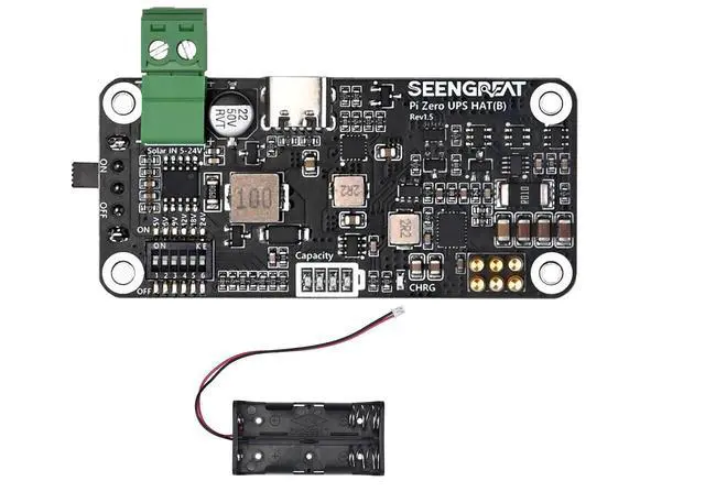 Main image of Uninterruptible Power Supply HAT for Raspberry Pi Zero Series, 5V Stable Output, Solar Charging (5V24V), Ba-ttery Monitoring via I2C, LED Indicators, Low-Power UPS Expansion Board