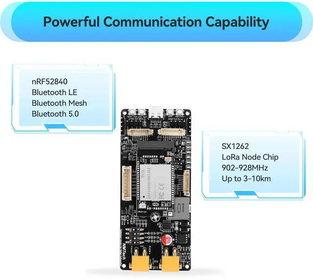 Alt view image 3 of 5 - YELUFT MeshSolar Lithium Ion BMS BLE/LoRa Connectivity Dev Board, nRF52840 MCU SX1262 LoRa Chip Supports Bluetooth & 915MHz LoRa Compatible with Meshtastic