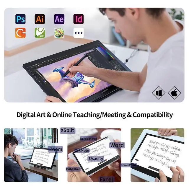 Alt view image 5 of 5 - GAOMON PD2200 Drawing Tablet with Screen, Full-Laminated Digital Art Tablet with 8 Touch Buttons, Battery-Free Stylus, Tilt, 130% sRGB, 21.5 inch Graphics Tablet with Stand for Mac, Windows PC