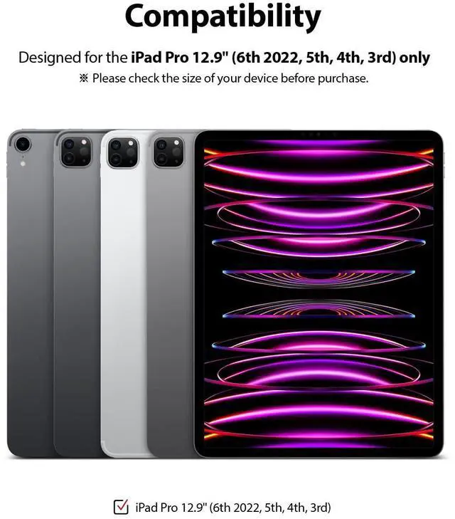 Alt view image 2 of 5 - Ringke Invisible Defender Glass [Multi-Layer Protection] Compatible with iPad Pro 12.9 Screen Protector (6th Generation 2022, 5th 2021, 4th 2020, 3rd 2018) Full-Coverage Premium Tempered Glass