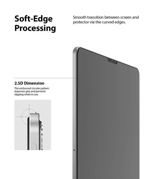 Alt view image 5 of 5 - Ringke Invisible Defender Glass [Multi-Layer Protection] Compatible with iPad Pro 12.9 Screen Protector (6th Generation 2022, 5th 2021, 4th 2020, 3rd 2018) Full-Coverage Premium Tempered Glass