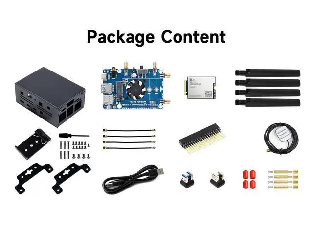 Alt view image 2 of 5 - Waveshare SIM8262E-M2 5G HAT Compatible with Raspberry Pi Quad Antennas 5G NSA, Multi-Band, 5G/4G/3G Compatible with Case