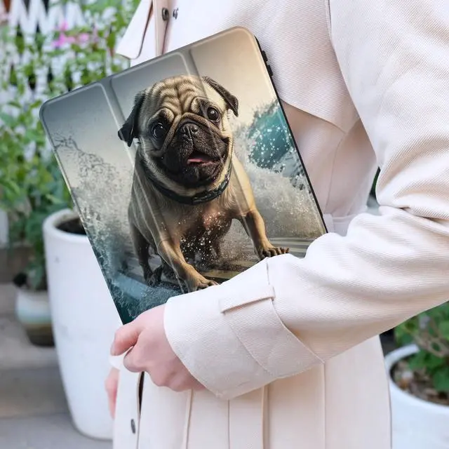 Alt view image 2 of 5 - Yebiseven Case for 12.4 inch Samsung Galaxy Tab S8 Plus 2022/S7 Plus 2020/S7 FE 2021, Shockproof Protective Tablet Case with Auto Wake/Sleep & Trifold Stand & S Pen Holder, Dog Surfing