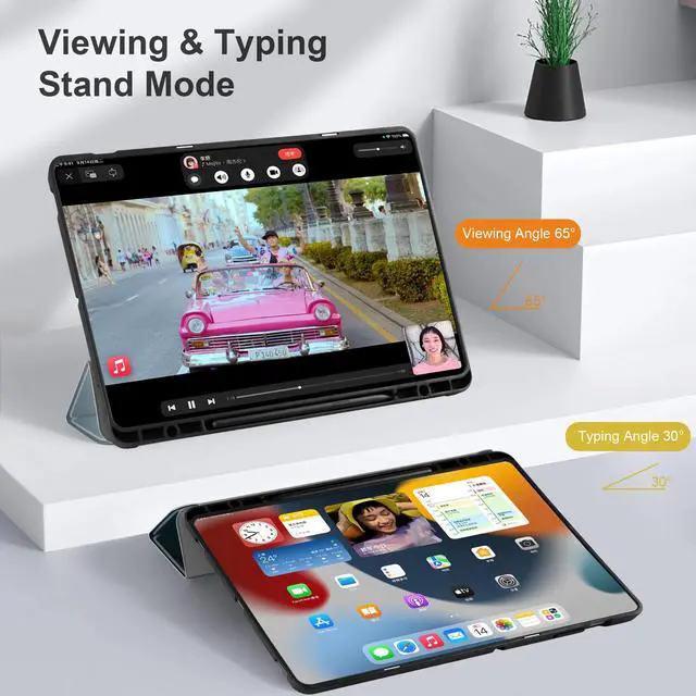 Alt view image 3 of 5 - Yebiseven Case for 12.4 inch Samsung Galaxy Tab S8 Plus 2022/S7 Plus 2020/S7 FE 2021, Shockproof Protective Tablet Case with Auto Wake/Sleep & Trifold Stand & S Pen Holder, Dog Surfing