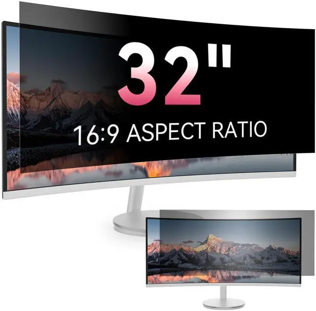 Main image of [2025 New] 32 inch Computer Privacy Screen Filter for 16:9 Widescreen Monitor  Fits Flat & Curved Screens, Removable Anti Glare Blue Light Eye Protection Shield, 32in Anti Scratch Spy Protector Film