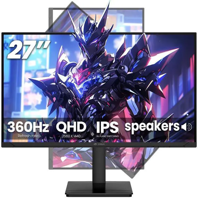 Main image of CRUA 27'' Gaming Monitor 360HZ 2k 1440P 120%sRGB IPS Computer Display Screen, Height/Pivot/Swivel/Tilt Adjustable Vertical Monitor Support FreeSync,Built in Speaker, PIP&PBP, DP1.4&HDMI2.1, Wall Mount