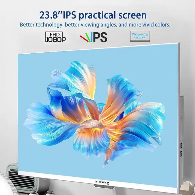 Alt view image 3 of 5 - suevery All-in-One PC 24 AIO Desktop Computer AMD Ryzen5 512G SSD DDR4 16G RAM 1080P Gaming PC 23.8" FHD Business AIO Display for Home Office with Wired Keyboard & Mouse