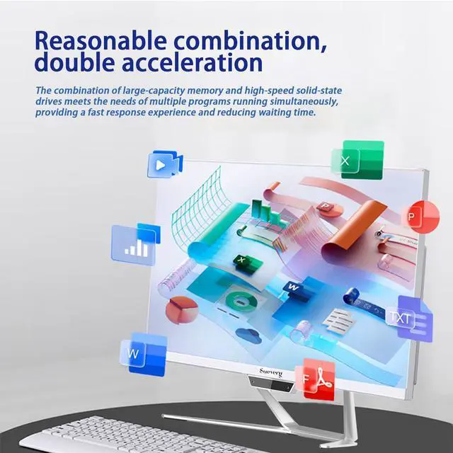 Alt view image 4 of 5 - suevery All-in-One PC 24 AIO Desktop Computer AMD Ryzen5 512G SSD DDR4 16G RAM 1080P Gaming PC 23.8" FHD Business AIO Display for Home Office with Wired Keyboard & Mouse
