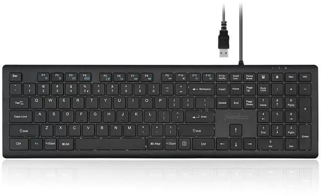 Main image of Perixx PERIBOARD-210II US Wired Full-Size USB Keyboard with Quiet Scissor Keys for Desktop, Laptop, and Tablet - Black - US English