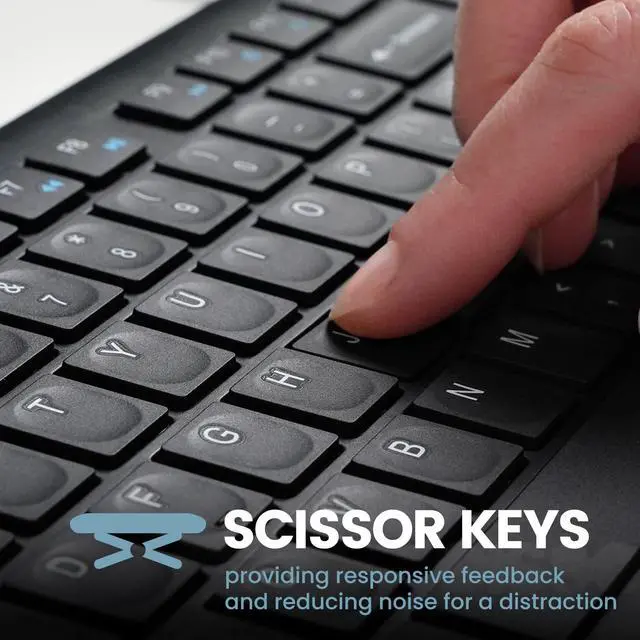 Alt view image 2 of 5 - Perixx PERIBOARD-210II US Wired Full-Size USB Keyboard with Quiet Scissor Keys for Desktop, Laptop, and Tablet - Black - US English