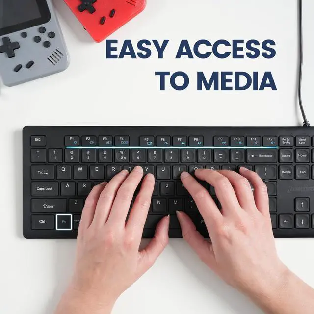 Alt view image 4 of 5 - Perixx PERIBOARD-210II US Wired Full-Size USB Keyboard with Quiet Scissor Keys for Desktop, Laptop, and Tablet - Black - US English