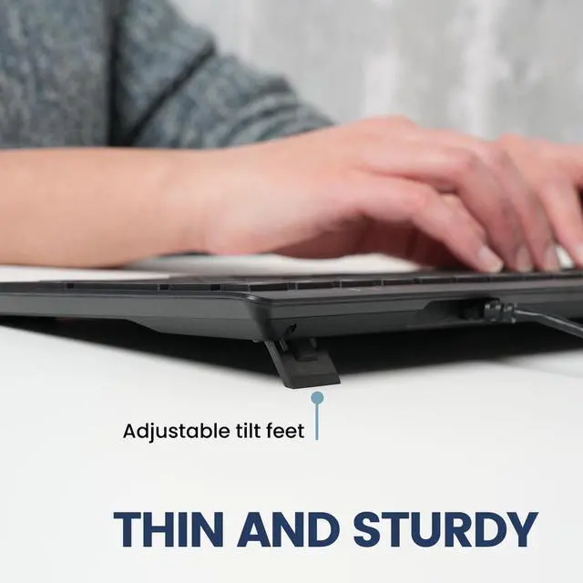 Alt view image 5 of 5 - Perixx PERIBOARD-210II US Wired Full-Size USB Keyboard with Quiet Scissor Keys for Desktop, Laptop, and Tablet - Black - US English