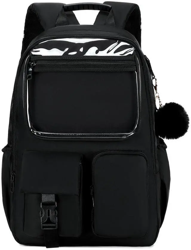 Main image of Ocbabe Kids Backpack for Girls Bookbag College Middle High School Bag for Student Black Plain Ita Bag