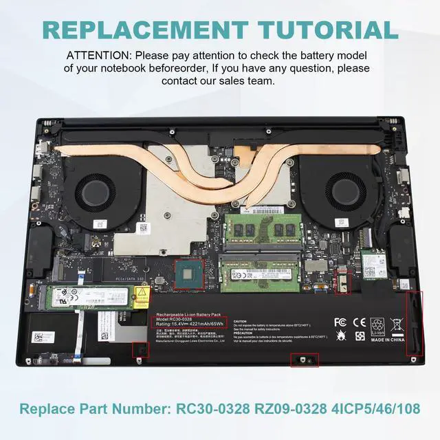 Alt view image 5 of 5 - RC30-0328 RZ09-0330 Laptop Battery for Razer Blade 15 Base 2020 2021 RZ09-0328 RZ09-0328X RZ09-03286 RZ09-03287 RZ09-03289 RZ09-03287E22 RZ09-03287E22-R3U1 RZ09-0369 RZ09-0369X RZ09-0410 RZ09-0410BE22