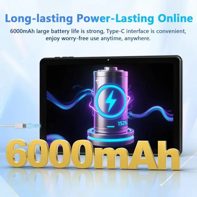 Alt view image 5 of 5 - Aobante 10 Inch Tablet, Android 15 Tablets with 18GB RAM+128GB ROM(Expand to 1TB), Octa Core 1280 * 800 IPS HD Display, 6000mAh Battery, Dual 5MP+8MP Camera, 5G/2.4G WiFi