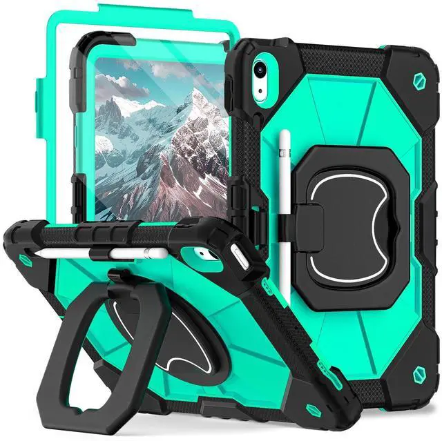 Main image of Dteck Case for iPad (A16) 11th Generation 11" 2025/10th Gen 10.9" 2022: With 2 Replaceable Front Covers, Military-Grade Drop-Proof Silicone Cover, Built-in Screen Protector, Shoulder Strap, Mint Green