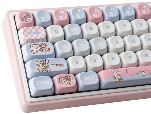 Main image of TYRIXKI PBT Keycaps 134 Keys MOA Profile Cute Keycaps Dye-Sublimation Alice Bunny Keycap Set Custom Keycap for Cherry Gateron MX Swithes Mechanical Keyboards