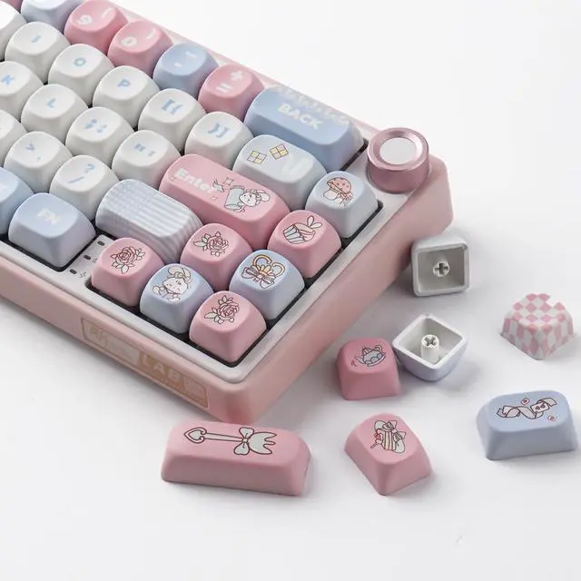 Alt view image 2 of 5 - TYRIXKI PBT Keycaps 134 Keys MOA Profile Cute Keycaps Dye-Sublimation Alice Bunny Keycap Set Custom Keycap for Cherry Gateron MX Swithes Mechanical Keyboards
