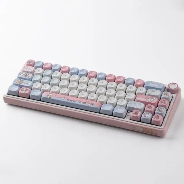 Alt view image 4 of 5 - TYRIXKI PBT Keycaps 134 Keys MOA Profile Cute Keycaps Dye-Sublimation Alice Bunny Keycap Set Custom Keycap for Cherry Gateron MX Swithes Mechanical Keyboards