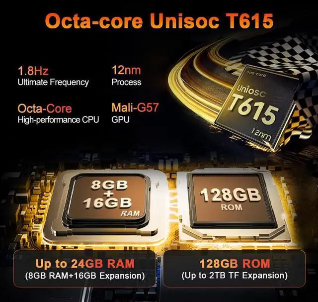 Alt view image 4 of 5 - Blackview Active 5 AI Rugged Tablet 2025,8.68" HD+ 90Hz Android 15 Waterproof Tablet,24GB+128GB/2TB,16MP+13MP,6600mAh Battery,4G Dual SIM/IP68/NFC/OTG/GPS (Black)