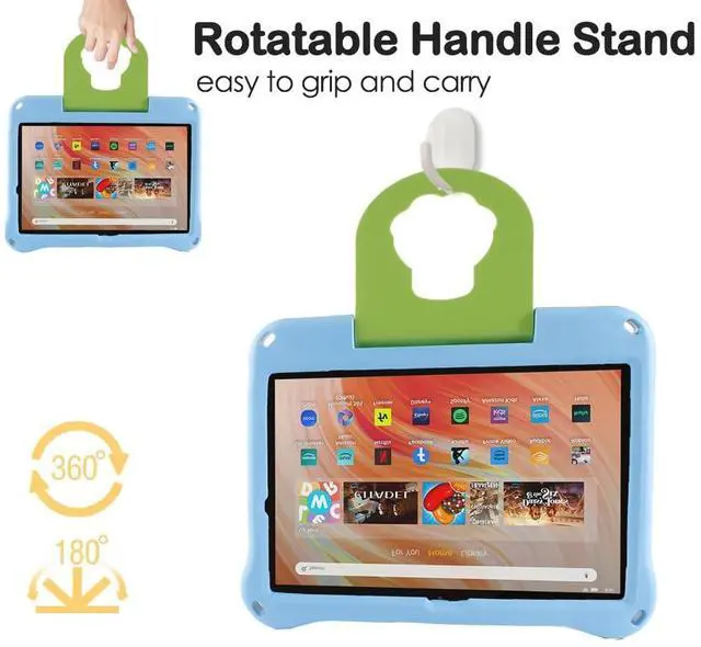 Alt view image 4 of 5 - Topevoeon Dinosaur Kindle Fire HD 10 Tablet Case for Kids Boys Light EVA Kids Friendly Fire HD10 Plus 10.1 inch 2021 2023 11Gen Kid-Proof Shockproof Tablet Cover with Handle Kickstand