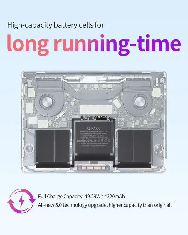 Alt view image 5 of 5 - ASMARK A1819 Battery Replacement for MacBook Pro 13-inch A1706 (2016, 2017)