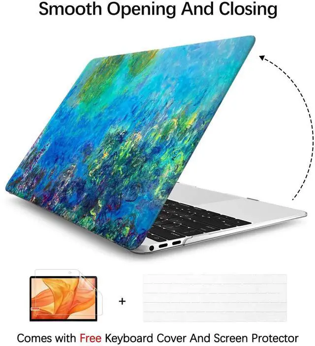 Alt view image 3 of 5 - Compatible with MacBook Pro 13 inch Art Case Skin, 2022, 2021, 2020-2016 Release A1706/A1989/A2159 Plastic Watercolor Hard Shell with Keyboard Cover & Screen Protector (Wisteria by Claude Monet)