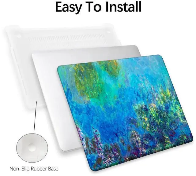Alt view image 5 of 5 - Compatible with MacBook Pro 13 inch Art Case Skin, 2022, 2021, 2020-2016 Release A1706/A1989/A2159 Plastic Watercolor Hard Shell with Keyboard Cover & Screen Protector (Wisteria by Claude Monet)