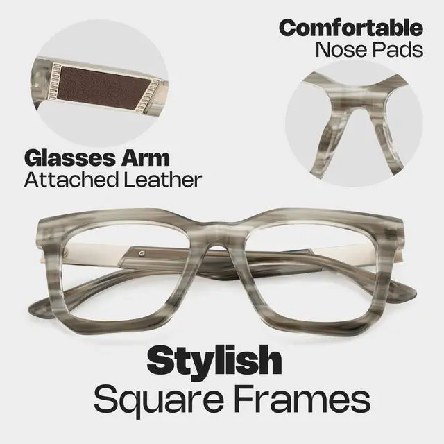 Alt view image 5 of 5 - Zeelool Trendy Square Blue Light Blocking Glasses for Men TV Phone Computer Gaming Glasses Nichole ZJGA245089-01 Gray