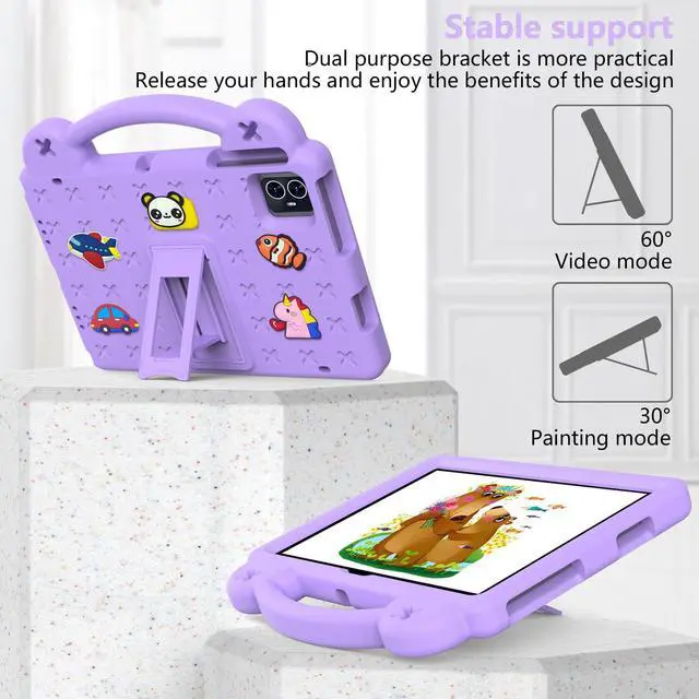 Alt view image 2 of 5 - Dteck Case for Onn 10.1" Tablet 2024 Gen 4, Cartoon Panda Shockproof Rugged Lightweight Convertible Stand Handles Kids Friendly Case for Onn 10.1 inch 4 Gen Tablet 2024 (Model:100135925),Lightpurple