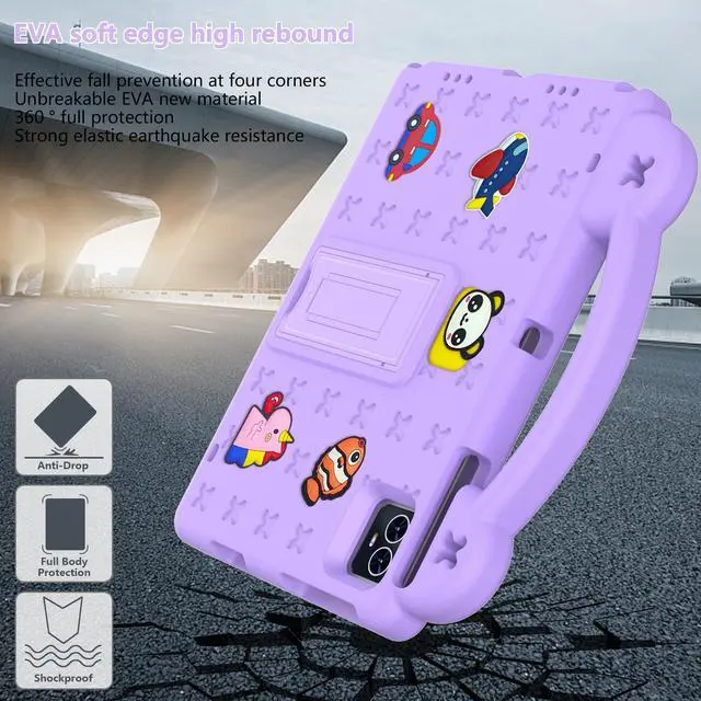 Alt view image 4 of 5 - Dteck Case for Onn 10.1" Tablet 2024 Gen 4, Cartoon Panda Shockproof Rugged Lightweight Convertible Stand Handles Kids Friendly Case for Onn 10.1 inch 4 Gen Tablet 2024 (Model:100135925),Lightpurple