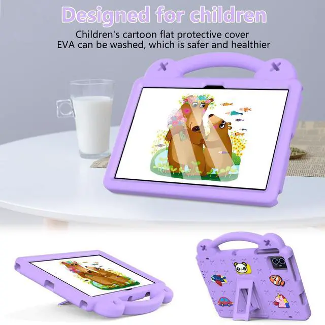 Alt view image 5 of 5 - Dteck Case for Onn 10.1" Tablet 2024 Gen 4, Cartoon Panda Shockproof Rugged Lightweight Convertible Stand Handles Kids Friendly Case for Onn 10.1 inch 4 Gen Tablet 2024 (Model:100135925),Lightpurple