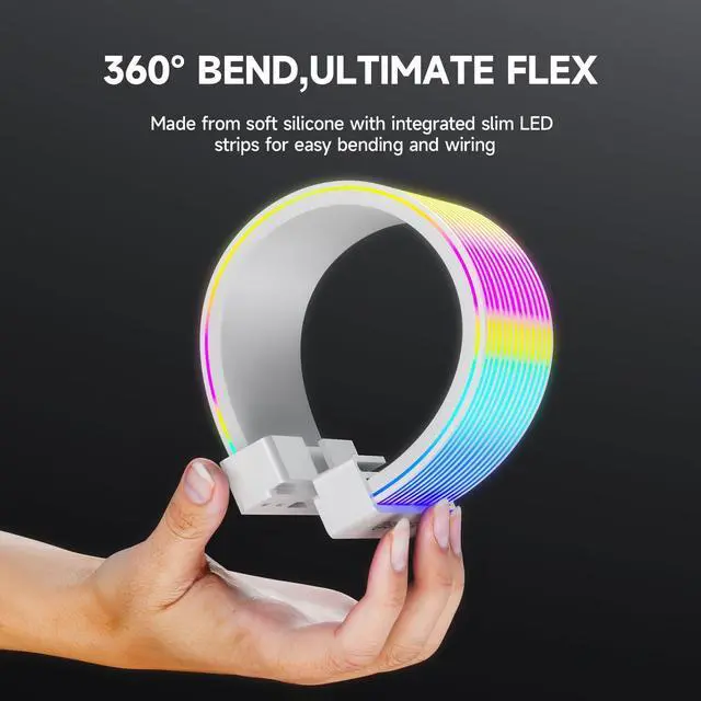 Alt view image 2 of 5 - Sirlyr RGB LED Strips for PSU Cables - ARGB Lighting Sleeves for Power Supply Cable Extensions, Flexible PC Case Light Kit for GPU & Motherboard Wires 8 pin PCIE/12VHPWR,24 Pin ATX