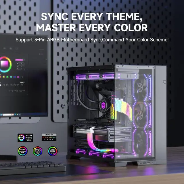 Alt view image 5 of 5 - Sirlyr RGB LED Strips for PSU Cables - ARGB Lighting Sleeves for Power Supply Cable Extensions, Flexible PC Case Light Kit for GPU & Motherboard Wires 8 pin PCIE/12VHPWR,24 Pin ATX