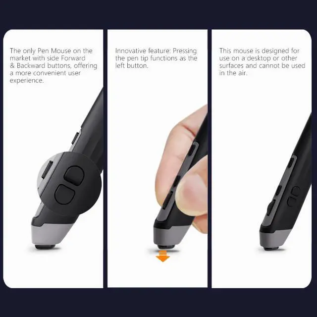 Alt view image 3 of 5 - Plima Patent, Intuitive Pen-tip Press-Down Function Equivalent to The Left Mouse Button,Pocket Ergonomic Dual Mode 2.4+BT Pen Mouse 2.0 Vertical Mice, Support Windows, Android,Linux, Mac OS (Grey)
