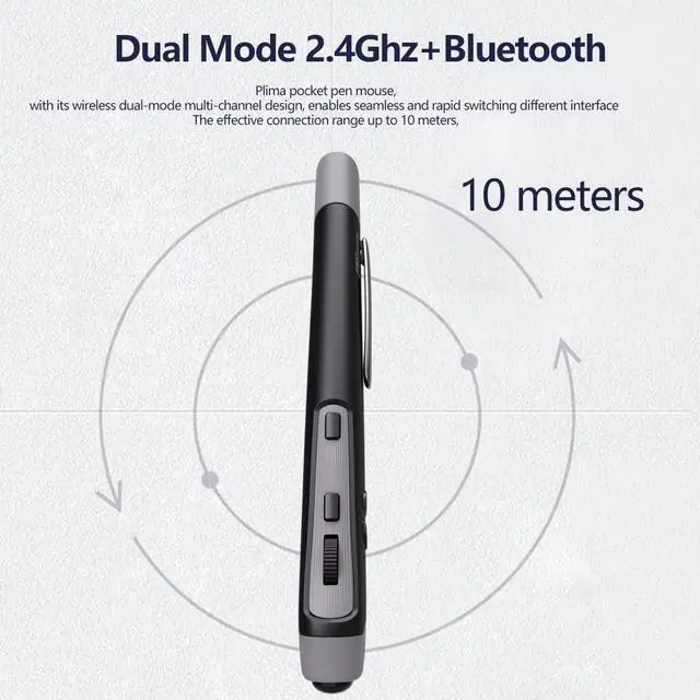 Alt view image 5 of 5 - Plima Patent, Intuitive Pen-tip Press-Down Function Equivalent to The Left Mouse Button,Pocket Ergonomic Dual Mode 2.4+BT Pen Mouse 2.0 Vertical Mice, Support Windows, Android,Linux, Mac OS (Grey)