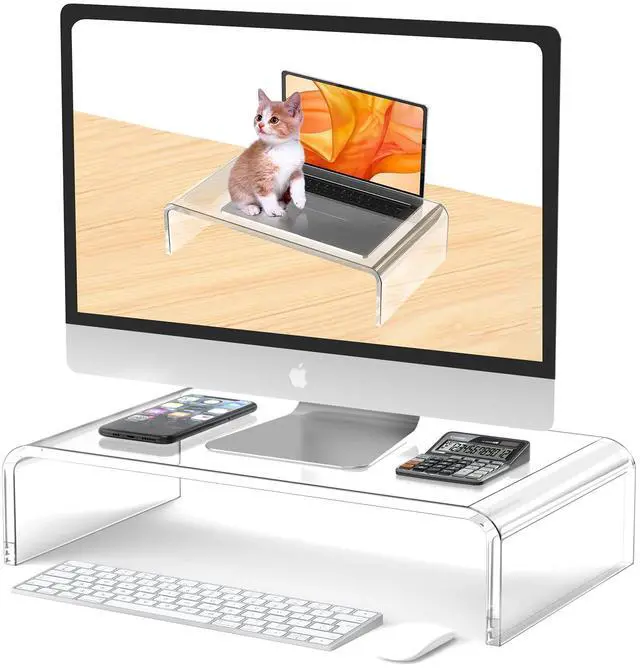 Main image of Beimu Acrylic Monitor Stand Riser Acrylic Laptop Stand Riser PC Holder Clear Computer Monitor Stand for Desk White Laptop Stand for Desk Compatible with iMac MacBook All Notebooks