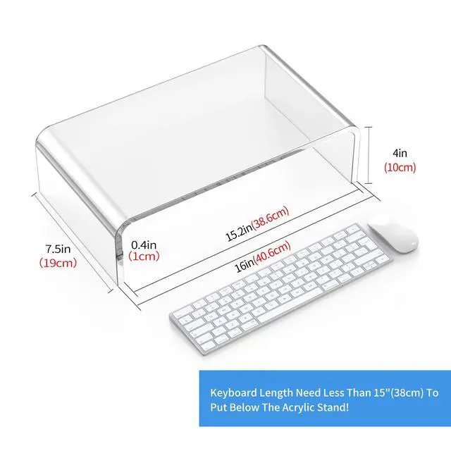 Alt view image 3 of 5 - Beimu Acrylic Monitor Stand Riser Acrylic Laptop Stand Riser PC Holder Clear Computer Monitor Stand for Desk White Laptop Stand for Desk Compatible with iMac MacBook All Notebooks