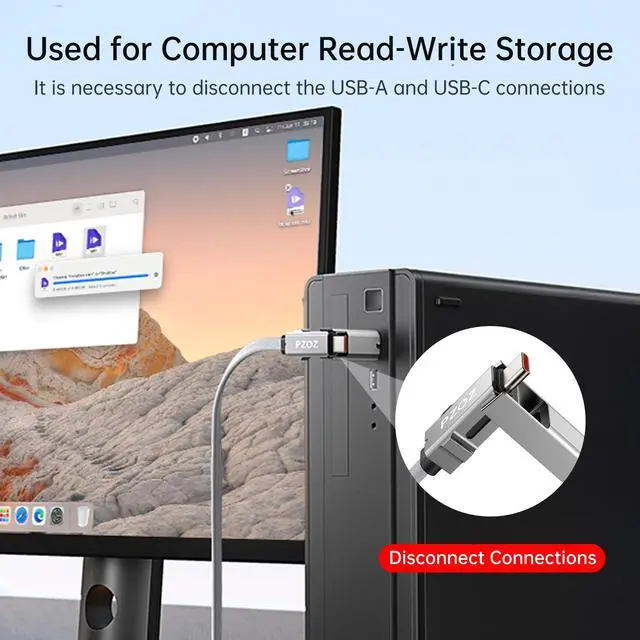 Alt view image 4 of 5 - PZOZ 5-in-1 OTG Cable with USB C Fast Charging LED Display and Micro SD Card Reader, Multi USBC Charger Combo Lightning/Type C/USB A TF Card OTG for iPhone iPad MacBook AirPods Pro Samsung-140W 5 ft