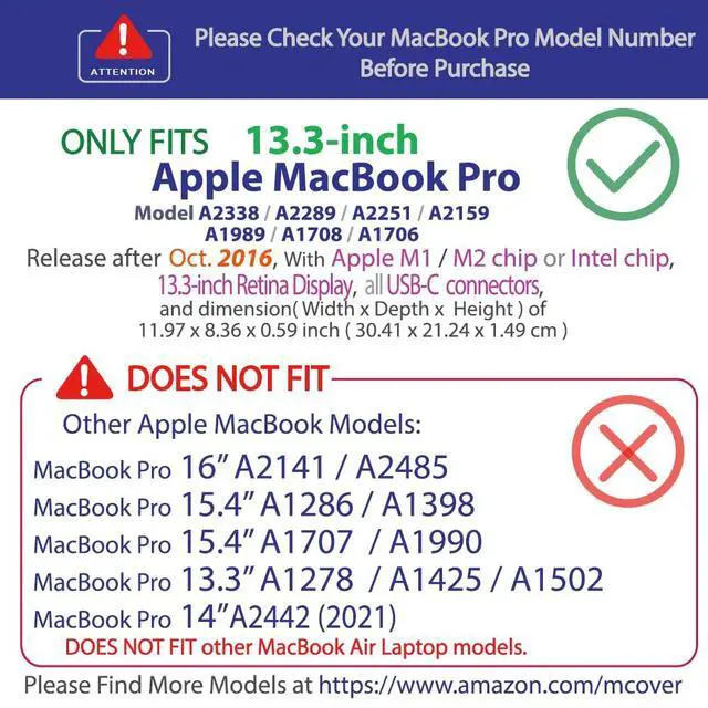 Alt view image 2 of 5 - mCover Hybrid case Compatible ONLY for 2016-2023 13.3" MacBook Pro A2338 (M1 | M2 chip) A2289 A2251 A2159 A1989 A1706 A1708 (with All USB-C Ports) - Blue