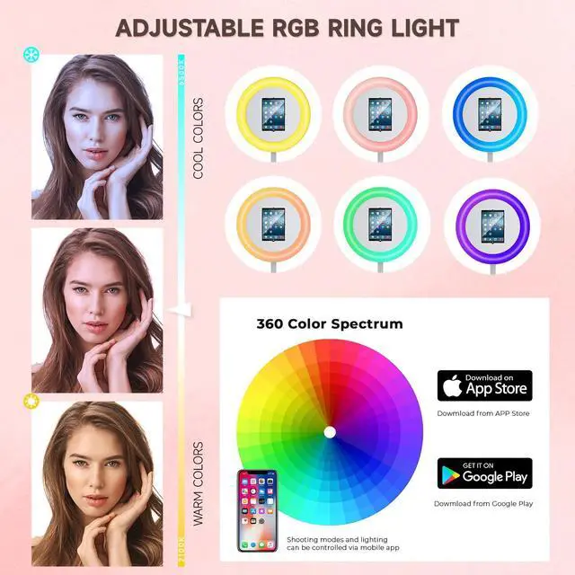 Alt view image 4 of 5 - Portable iPad Photo Booth Compatible with Any iPad, 2 Months ChackTok VIP, Selfie Photo Booth with Adjustable Ring Light and Flight Case,RGB Music Sync Light, for Weddings, Parties, Events