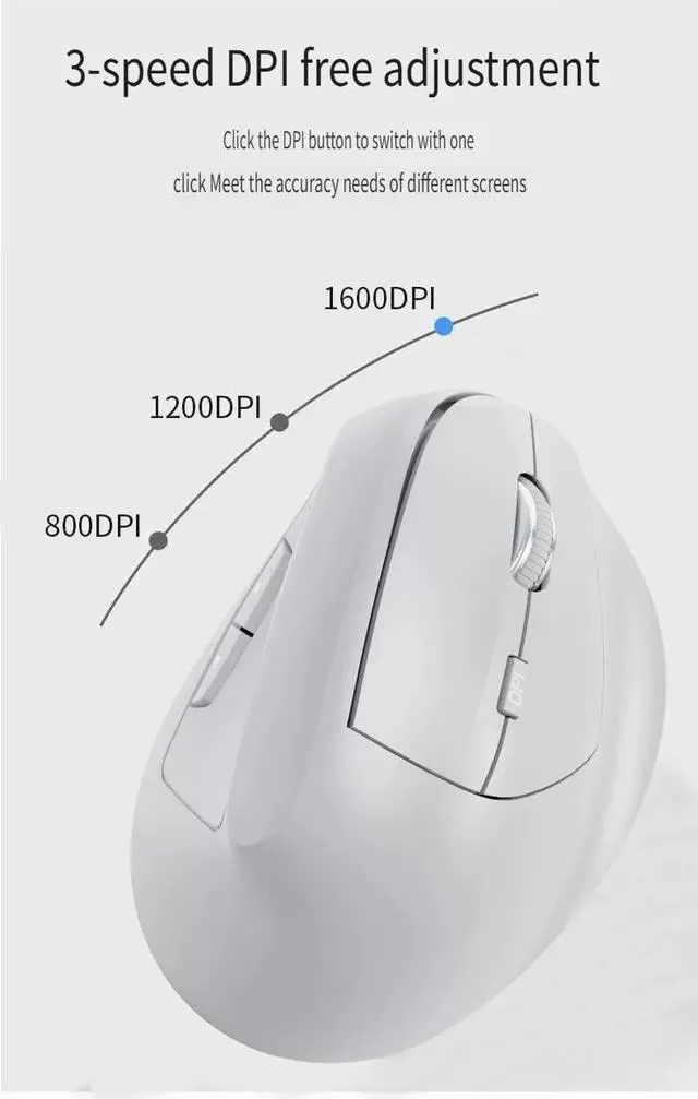 Alt view image 4 of 5 - MODIDSTU Ergonomic Vertical Mouse Wireless, Rechargeable Ergo Mouse for Carpal Tunnel Relief, 3200DPI Adjustable, 6 Buttons for PC/Laptop/Mac/Windows (Off White)