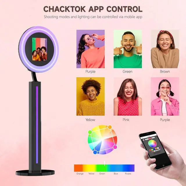 Alt view image 5 of 5 - Portable iPad Photo Booth Compatible with Any iPad, 2 Months ChackTok VIP, Selfie Photo Booth with Adjustable Ring Light and Flight Case,RGB Music Sync Light, for Weddings, Parties, Events