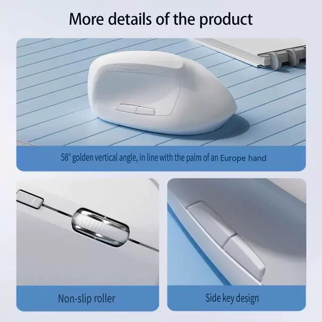 Alt view image 5 of 5 - MODIDSTU Ergonomic Vertical Mouse Wireless, Rechargeable Ergo Mouse for Carpal Tunnel Relief, 3200DPI Adjustable, 6 Buttons for PC/Laptop/Mac/Windows (Off White)