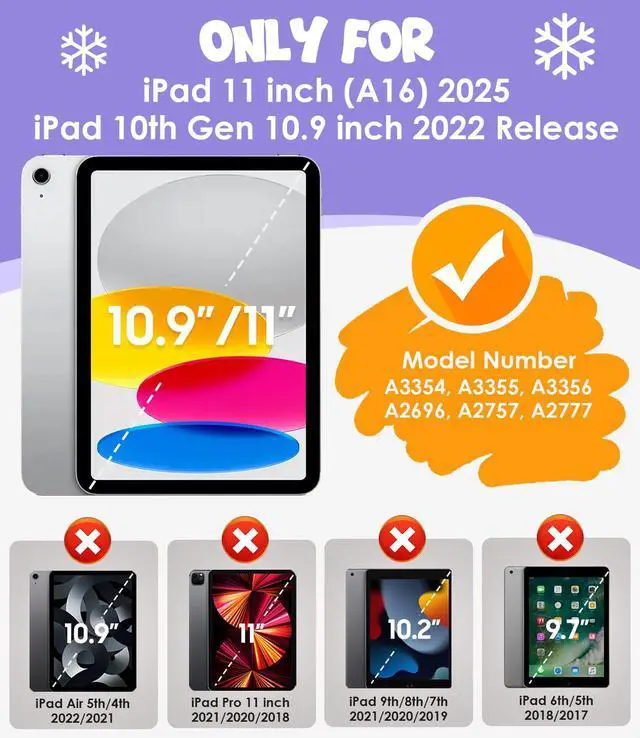 Alt view image 2 of 5 - MARIWIVI Case for iPad (A16) 11th Gen 11 inch 2025/ iPad 10th Generation 10.9 inch 2022 with Pencil Holder/Kickstand, Kid Friendly Shockproof Protective Cover for iPad 11th/ 10th Gen (Pink+LP+Pink)