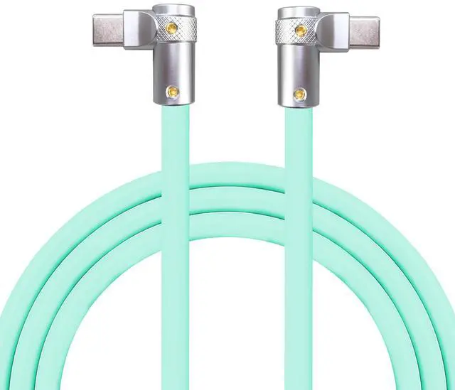 Main image of chubbycable FlexElbow 90 Degree 240W Fast Charging Cable Right Angle USB C Cable Silicone Charging Cord Compatible with iPhone 17-15 Series iPad, Light Blue, Double Elbow Type C to Type C, 19.6FT