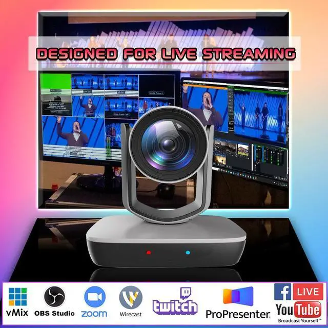 Alt view image 2 of 5 - AVKANS NDI Camera, 20X Zoom 3G-SDI HDMI PTZ USB Web Camera with USB Video Output for Church Worship Live Events, PoE IP Livestream Video Camcorder for Video Production